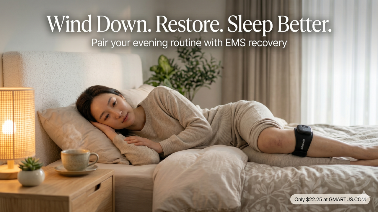 EMS recovery band for evening wind-down and better sleep